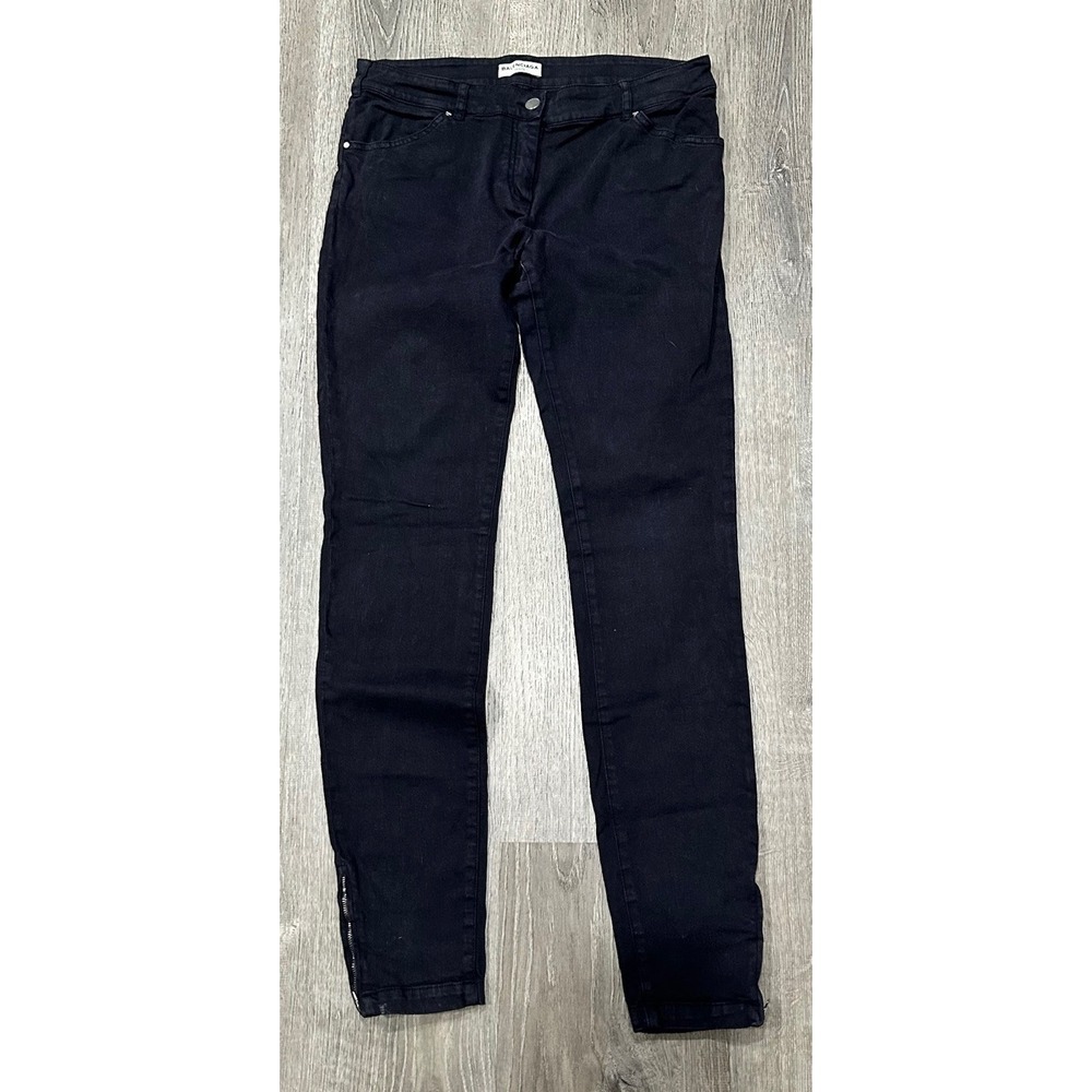 Balenciaga Pants Jeans Womens EU 42 Black Mid-Rise Zip Skinny Designer Jeans